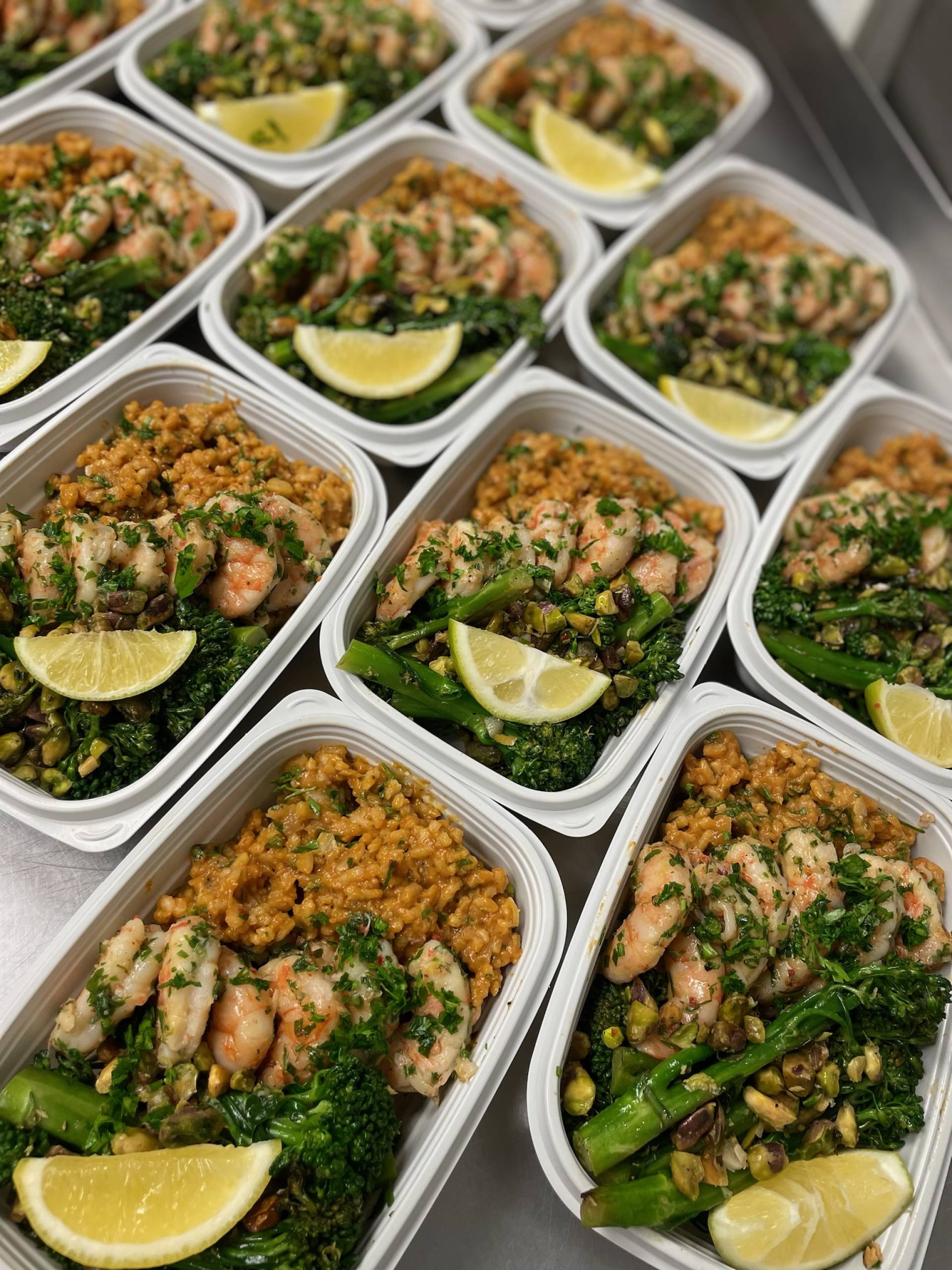 Kaua'i Shrimp Risotto with Lemon Pistachio Broccolini