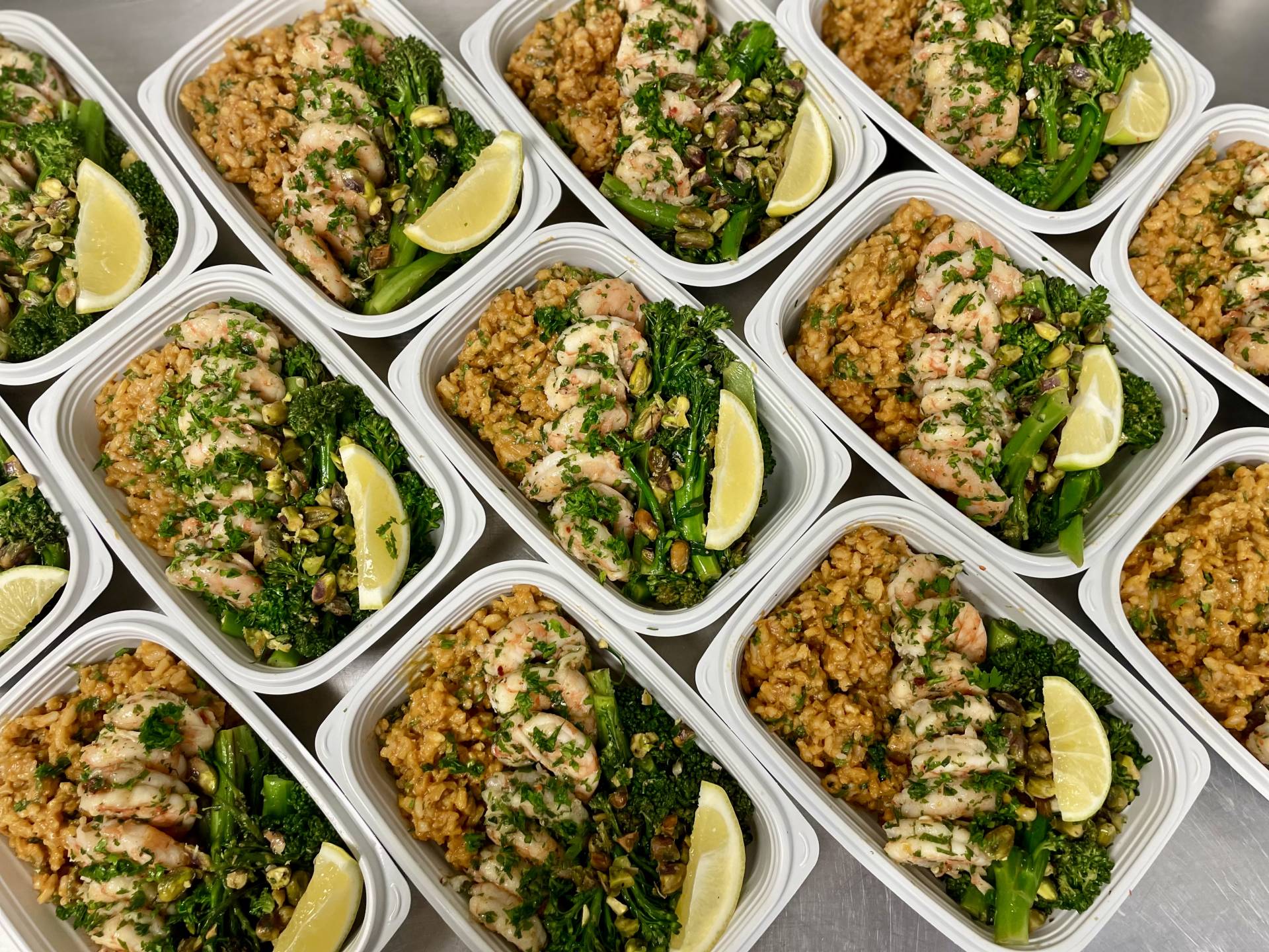 Kaua'i Shrimp Risotto with Lemon Pistachio Broccolini