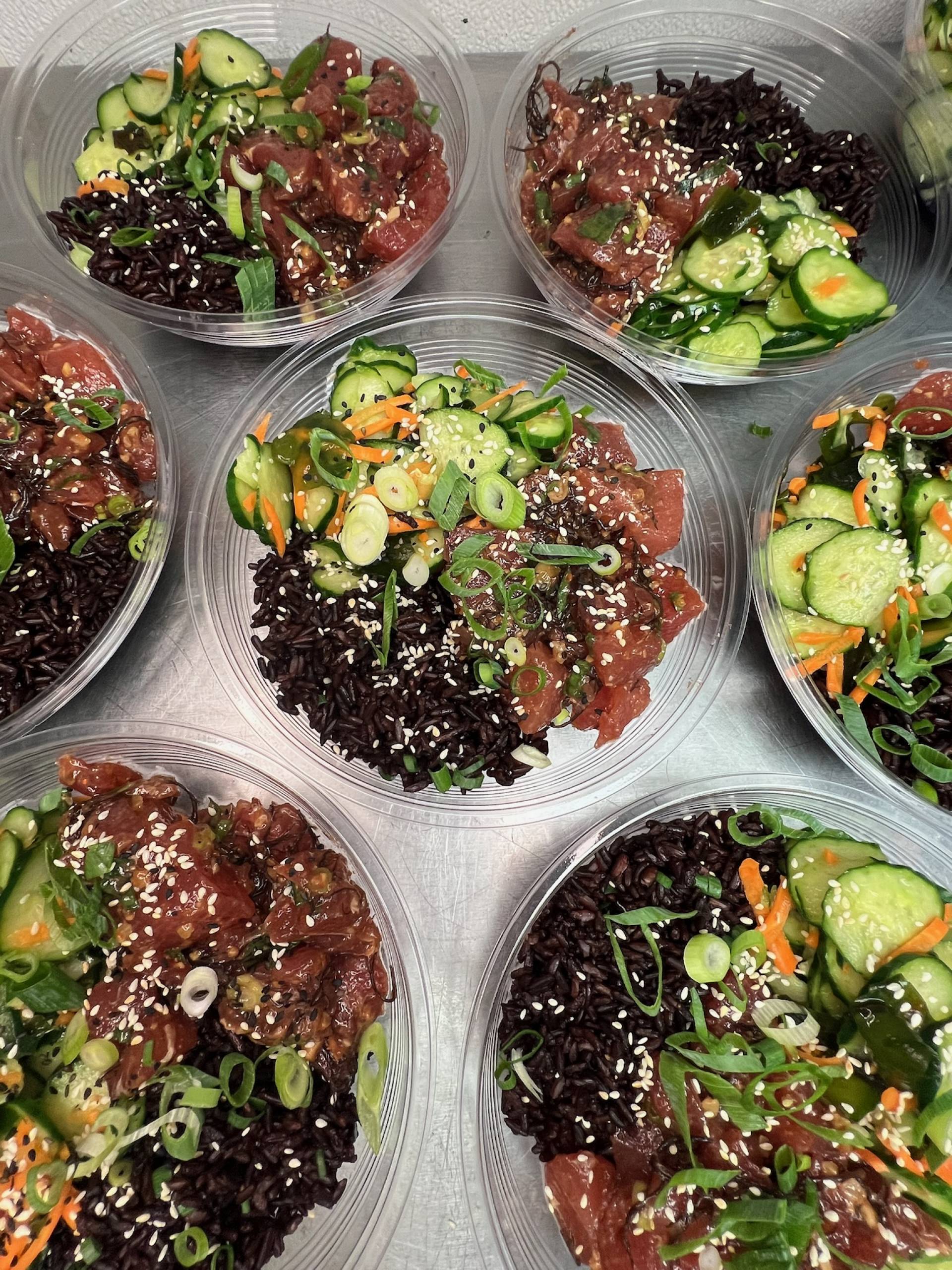 Poke with Black Rice & Cucumber Namasu Salad