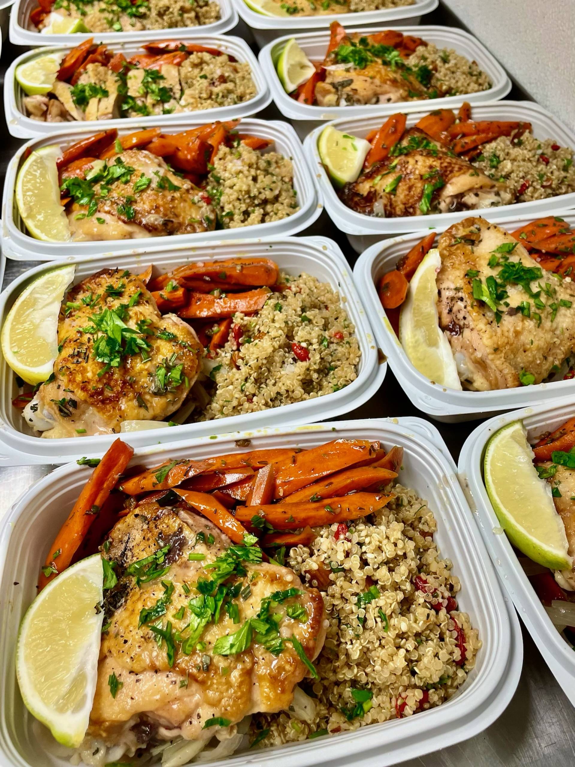 Lemon Thyme Chicken with Superfood Quinoa & Honey Balsamic Carrots