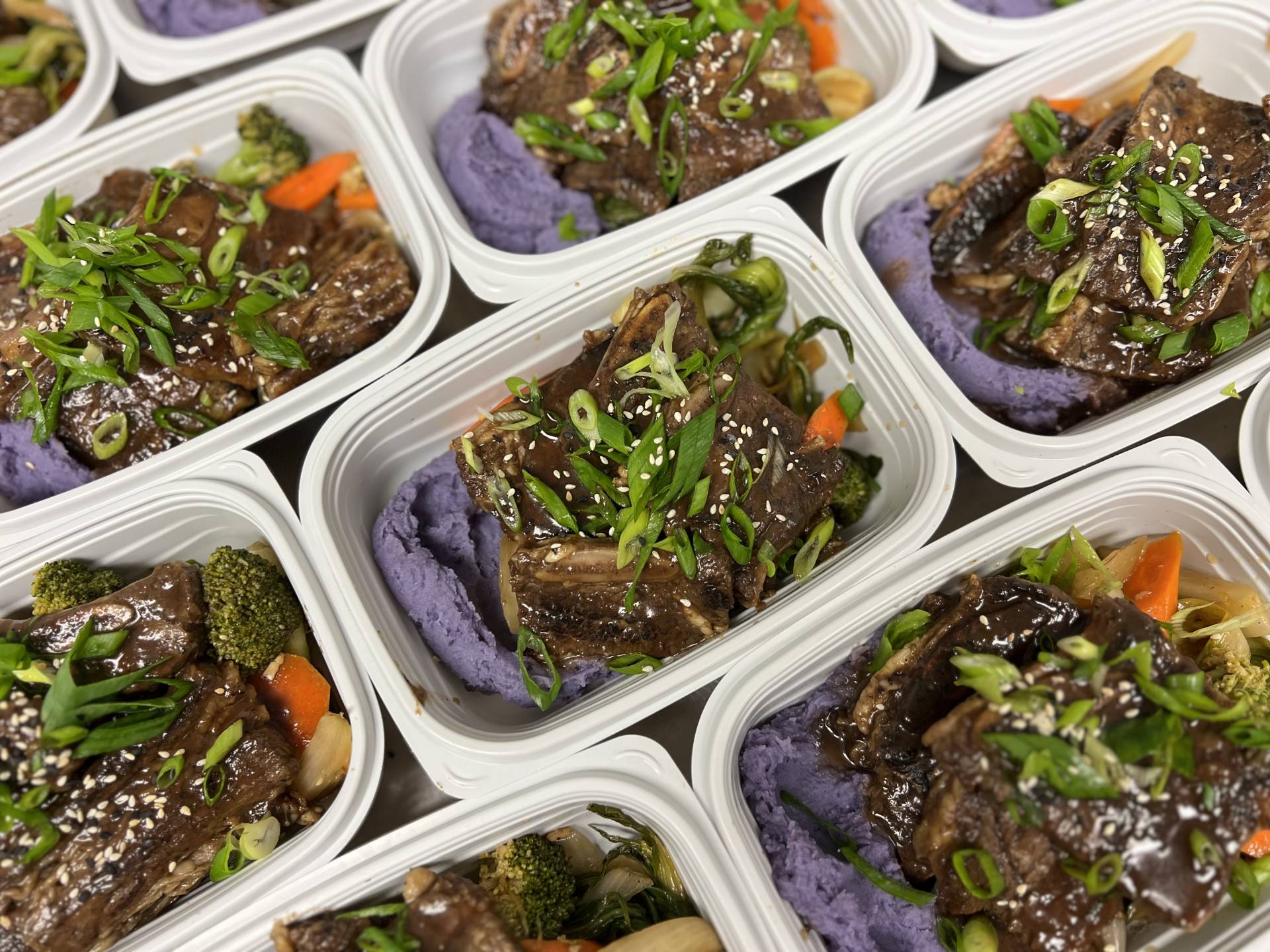 Kalbi Braised Beef with Ginger Uala Mash & Market Vegetable Stir-Fry