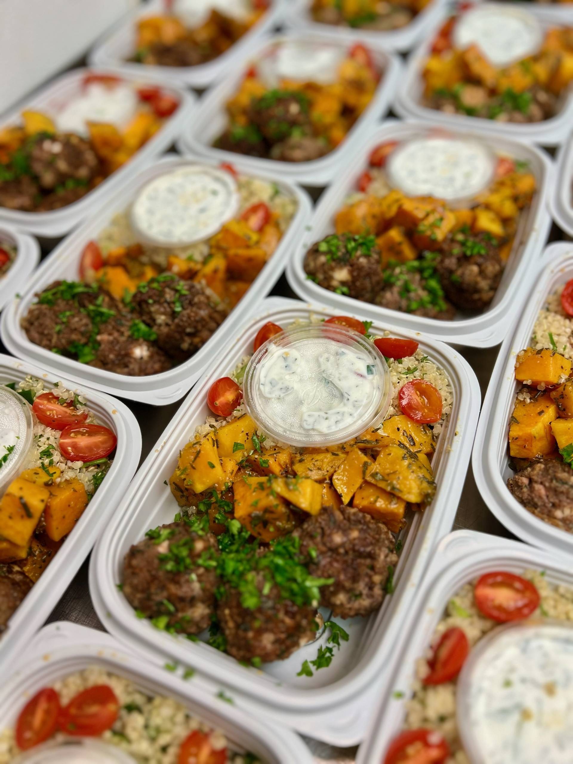 Greek Meatballs with Quinoa Tabbouleh & Roasted Kabocha
