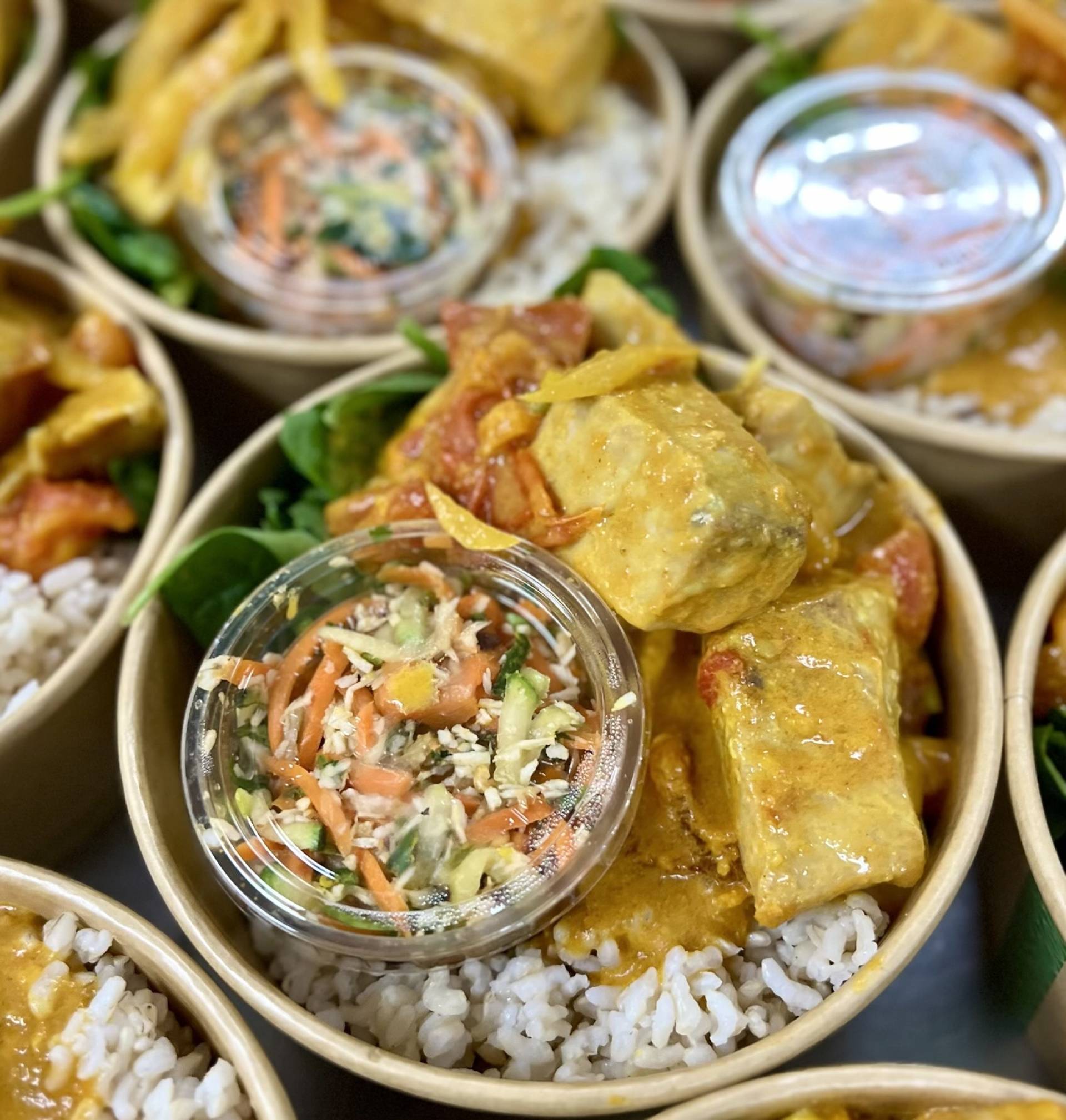 Sri Lankan Fish Curry, Brown Rice, & Coconut Lemon Medley