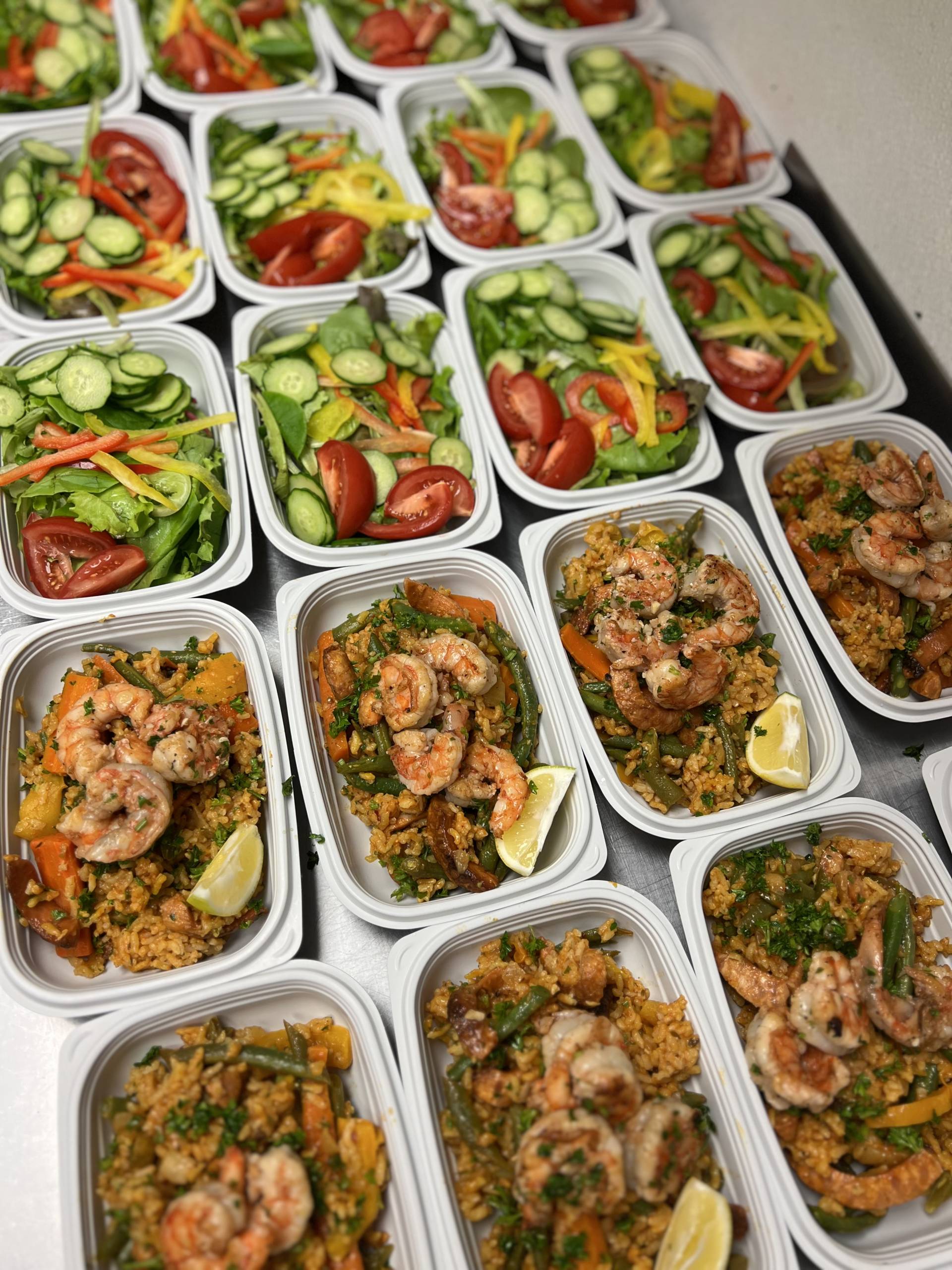 Kaua'i Shrimp & Portuguese Sausage Paella with Organic Mixed Greens Salad