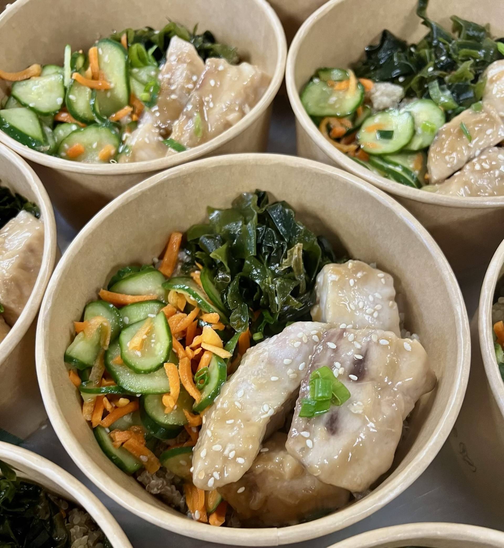 Buddha Bowl: Fresh Catch, Quinoa, Seaweed Salad, Cucumber Namasu