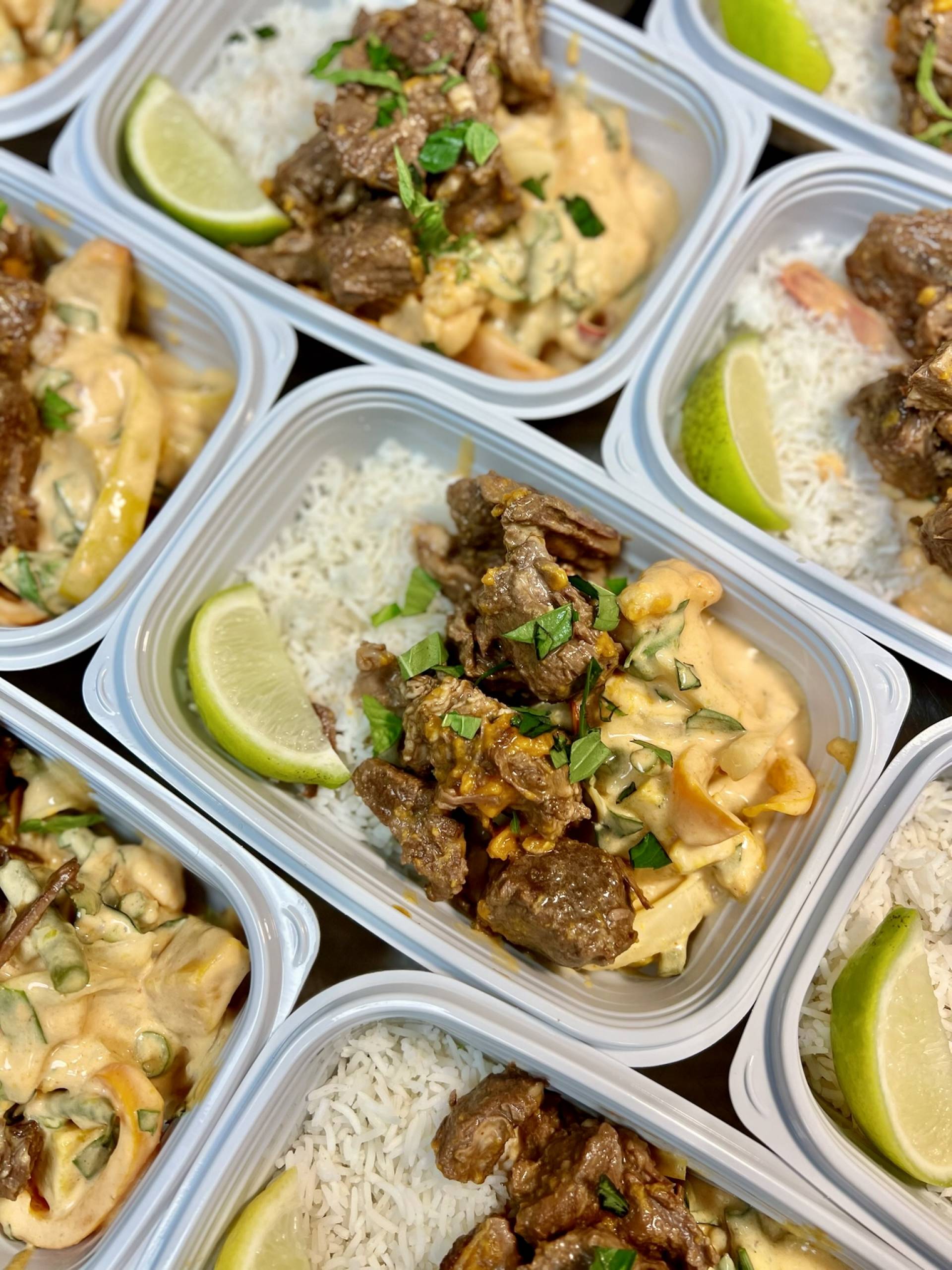Thai Coconut Braised Beef with Kabocha Squash, Vegetables, and Rice