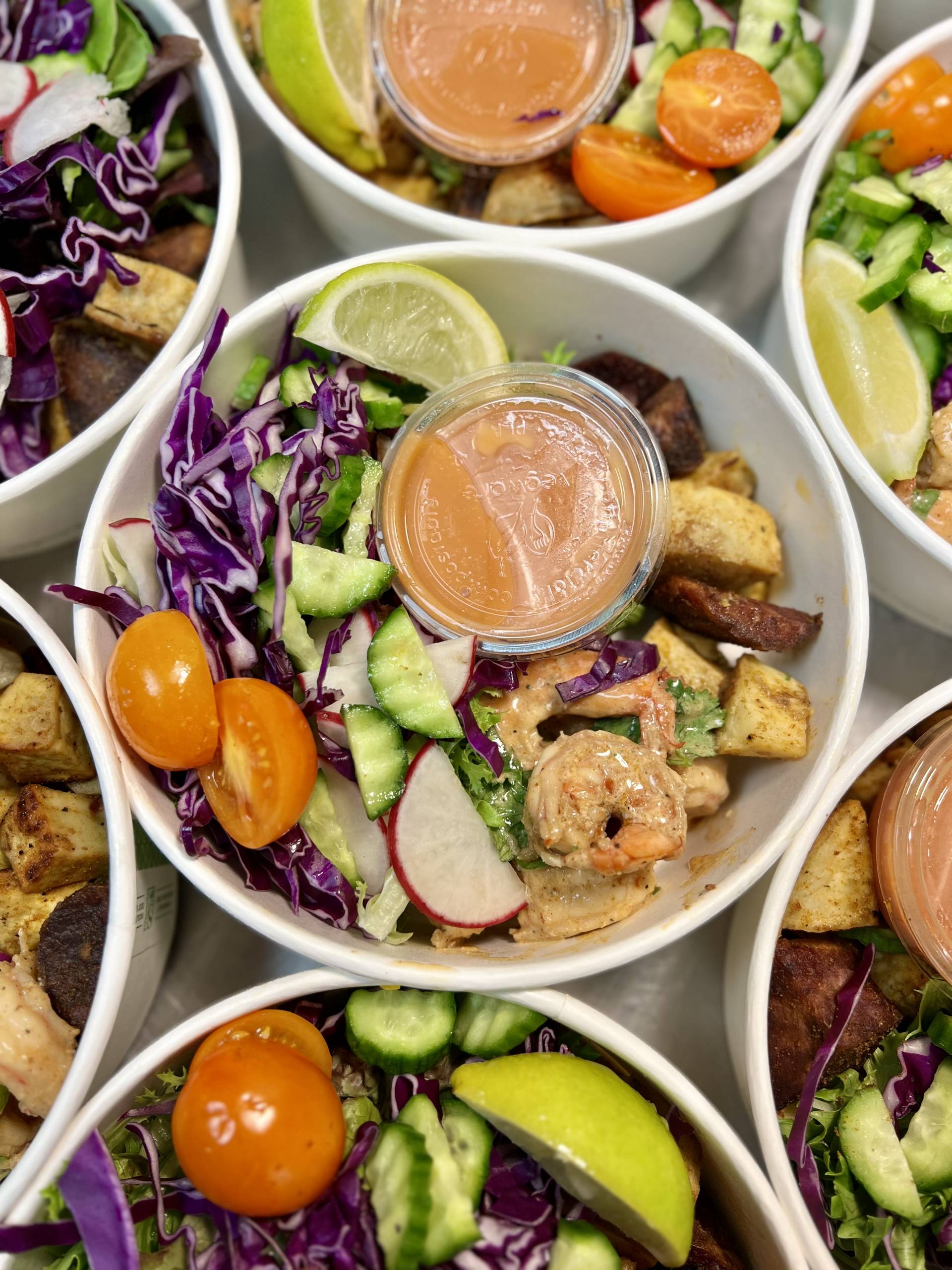 Kauai Shrimp & Sweet Potato Salad w. Mixed Greens & Guava Vinaigrette