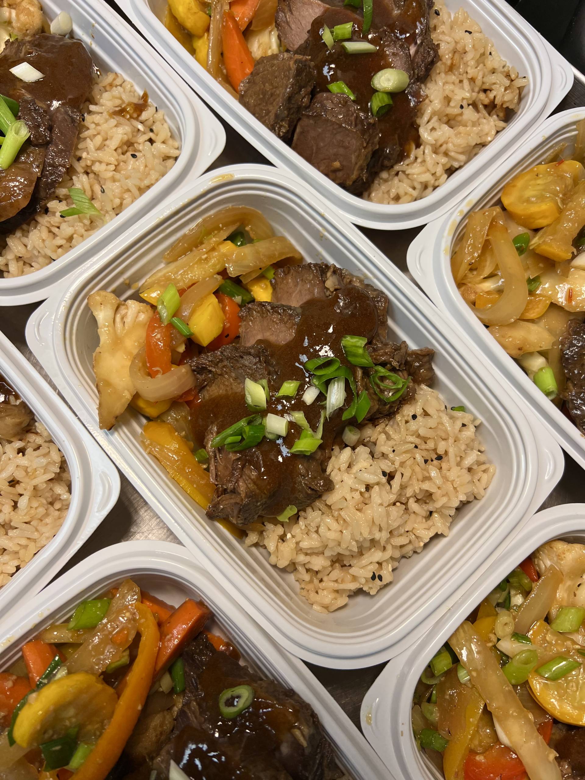 Kalbi Braised Beef with Sesame Rice & Market Vegetable Stir-Fry