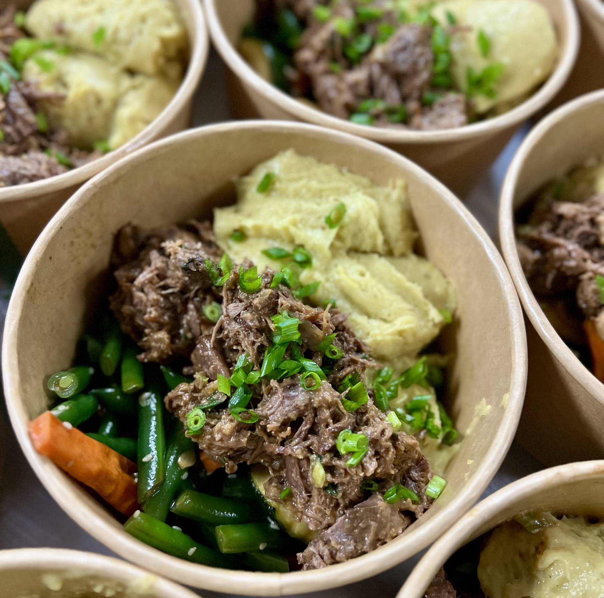 Miso Ginger Braised Beef with Sweet Potato Mash and Tamari Green Beans