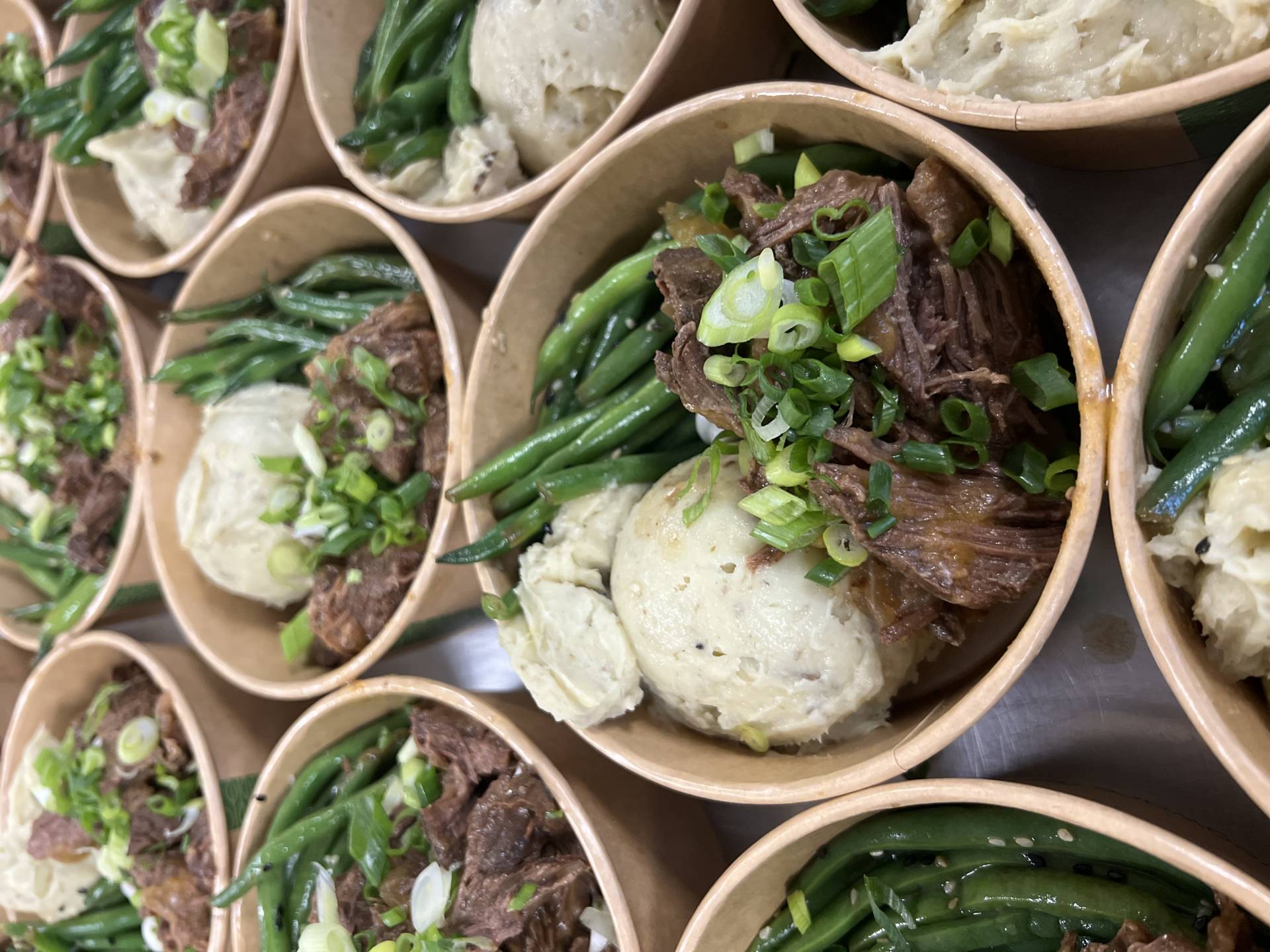 Miso Ginger Braised Beef with Sweet Potato Mash and Tamari Green Beans