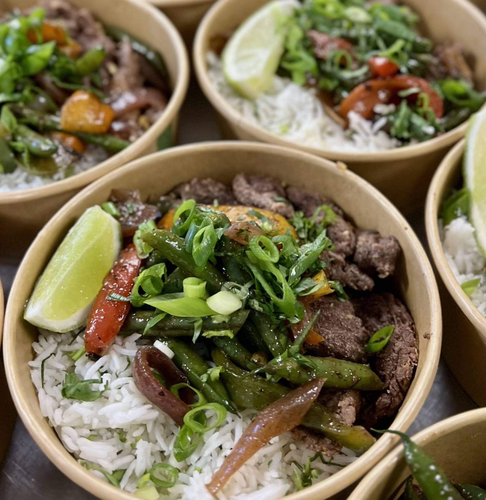 Beef Fajita Bowl w. Cilantro Rice and Fajita Veggies